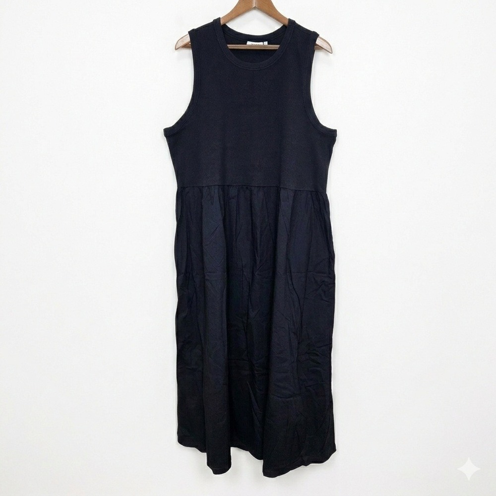 Chicos Tank Mixed Maxi Dress Classic Navy Blue Cotton Knit Woven Size‎ 20 - Picture 2 of 5